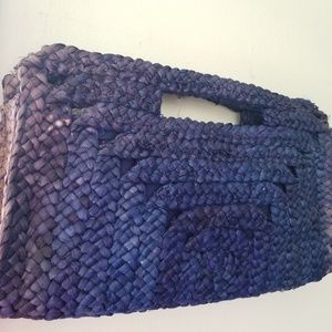 Blue Straw Clutch